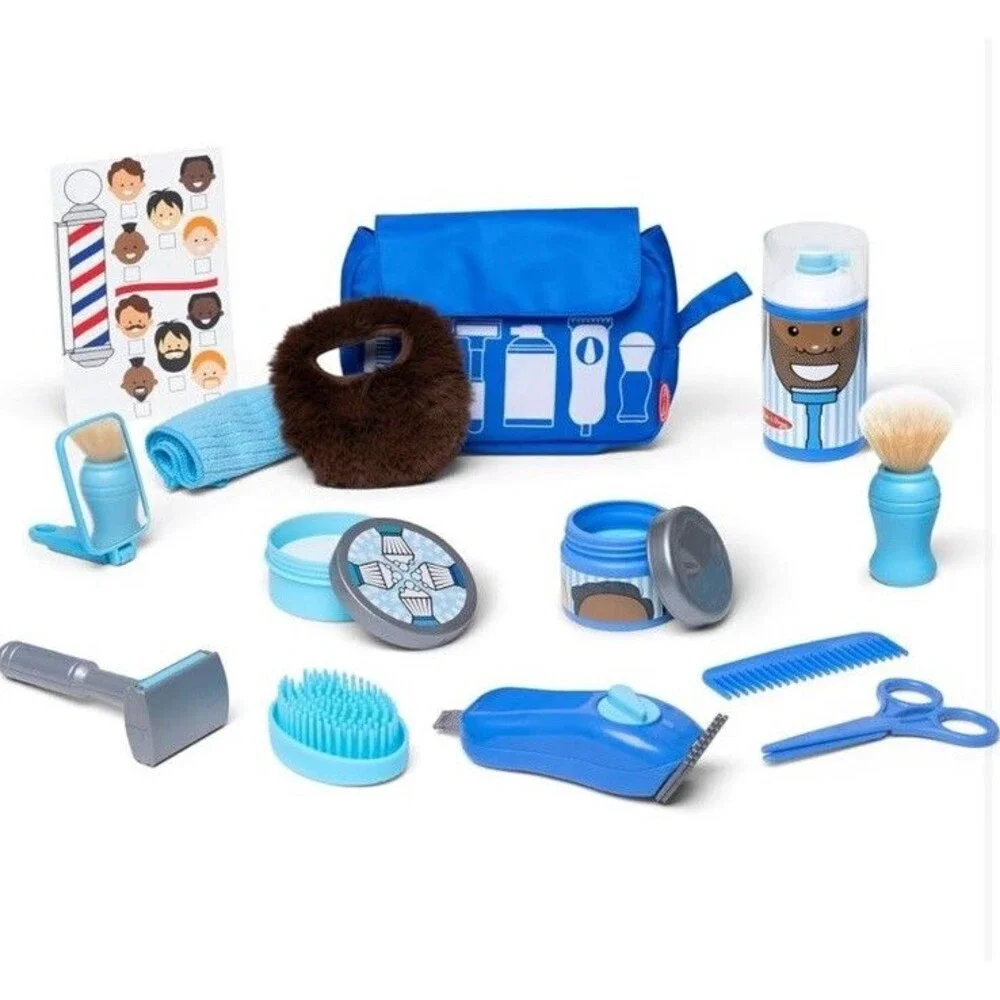 Melissa & Doug Barber Shop 16 Piece Pretend Play Set Shaving Toy & Accessories